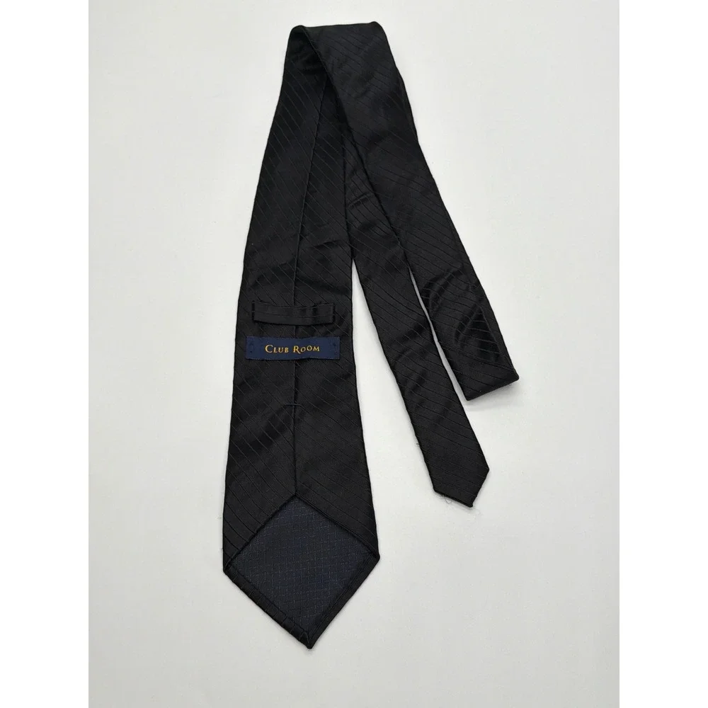 Club Room Mens Black Silk Diagonal Stripe Classic‎ Necktie Formal Business Tie